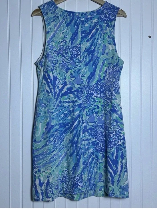 Lilly Pulitzer Harper Shift Dress L Blue Haven Hey Hey Soleil print Sleeveless - Picture 7 of 8